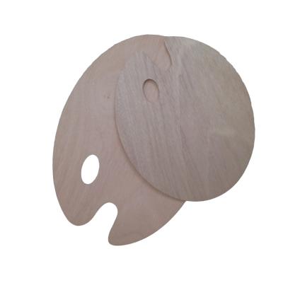 China Empty Wooden Artist Painting Palette Oval Craft Paint Board With Hole 30cm for sale