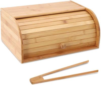 China Sustainable Bamboo Bread Box Countertop Bread Storage Bread Box Kitchen Food Storage Box for sale