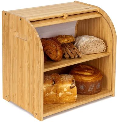 China Large Vintage Wooden Bread Container Viable Bamboo Storage Box Bread Organizer For Kitchen for sale