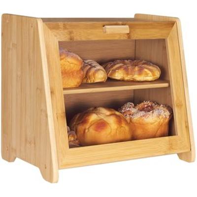 China Sustainable Bamboo Bread Box 2 Layers Extra Large Wooden Bread Boxes With Acrylic Clear Window And Adjustable Shelf (Self Assembly) for sale