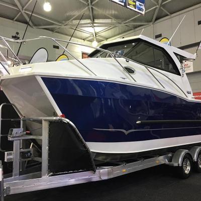 China Safety 8.8m 29ft Used Outdoor Boat Motors Aluminum Catamaran House Cabin Floating Boat for sale