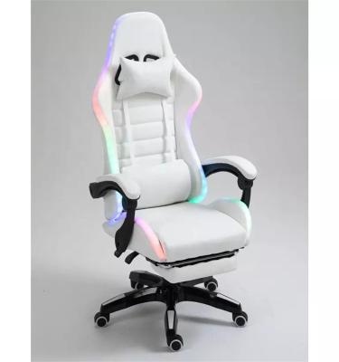 China Other Wholesale PU Leather Gamer RGB Colored Reclining Silla White Led Lightweight Gaming Chair With Massage for sale