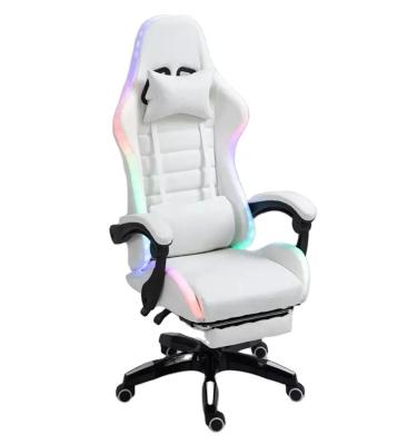 China Other Mexico Gamer leather stylish wide personalizado portable white PU RGB RGB full led rotating gamer chair footrest gaming chair for sale