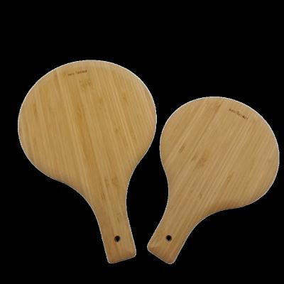 China Viable Wholesale 2 Pieces Set Round Bamboo Pizza Serving Tray Bamboo Cheese Cutting Boards With Handle Pizza Plate for sale