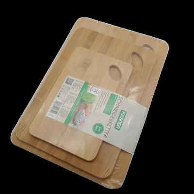 China Factory direct sale viable 3 pieces set natural bamboo wood cutting boards for kitchen use cutting plates with handle ring for sale