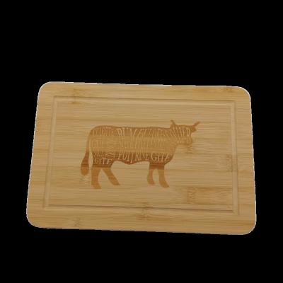 China Viable Hot Selling Customization Logo Square Bamboo Cutting Boards with Laser Printing Steak Choppers for sale