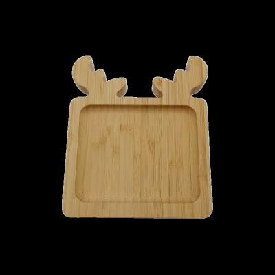 China Best Sustainable Selling Bamboo Wooden Christmas Reindeer Square Snack Plates Party Dinner Nuts Serving Tray For Kitchen for sale