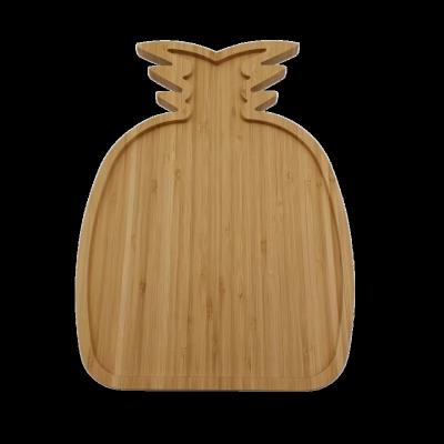 China Viable Customize Logo Creative Pineapple Shape Bamboo Snack Tray Extra Large Bamboo Nuts Fruits Bread Cheese Serving Dishes for sale