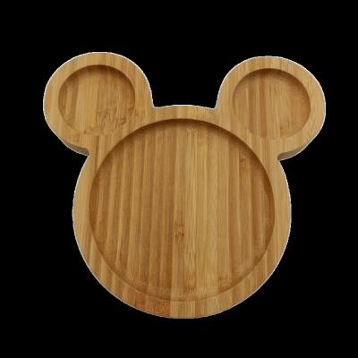 China New Design Sustainable Cartoon Shape Bamboo Wooden Snack Plates Dinner Dishes Bamboo Food Serving Tray For Party for sale