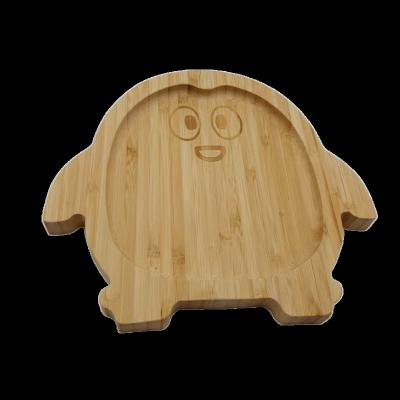 China Sustainable New Design Customize Cartoon Shape Bamboo Wood Dinner Plates Bamboo Nuts Serving Dishes Snack Tray for sale