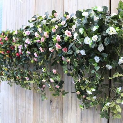 China Traditional artificial wisteria hanging flowers rose vine fake flowers for wedding stage decoration and outdoor garden decor for sale