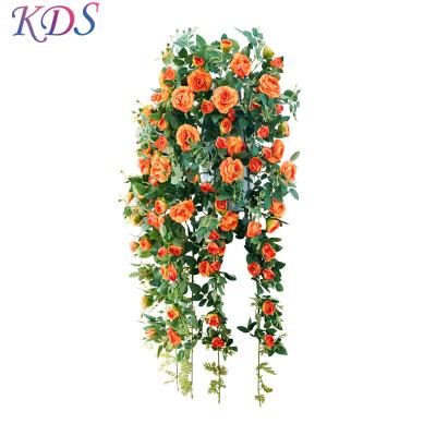 China Factory Wholesale 140cm Artificial Flower Vine Rose Flower Vine Eco-friendly Flower For Outdoor Wedding Party Garland Decor for sale