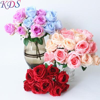 China Faux Cloth Silk Rose Wedding Flower 9 Heads Hydrangea Artificial Flowers Decoration Artificial White Pink Wedding Flower Porcelain for sale