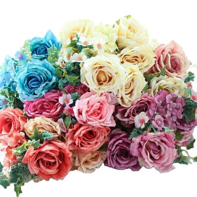 China 11 Transitional Heads Mounted Artificial Flowers with Hydrangeas for Wedding and Flower Wall Arch Home Decorative for sale