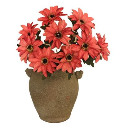 China 10 Heads Sun Flowers Artificial Flower Transitional Decoration for Fake Plants Wedding Home Mini Silk Flowers for sale