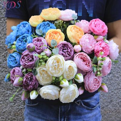 China Minimalist Flower Wedding Dried Peony Artificial Flower Silk Decoration for Home and Wedding Decoration Fake Peony Plants for sale