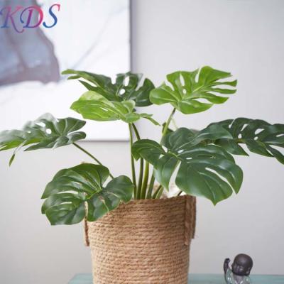 China Plastic Artificial Monstera Leaves Bonsai Plants Fake Banana Leaf Fake Green Palm Turtle Leaves Wedding Home Decoration for sale