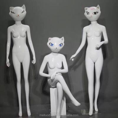 China 2016 White Inflatable Cat Head Fiberglass Female Mannequin for sale