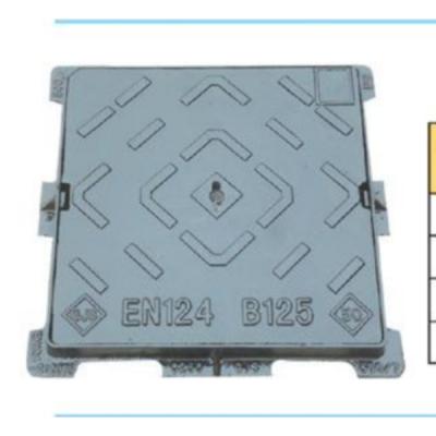 China 124 Ductile Iron ggg500-7 EN 124 Ductile Iron Sand Casting Clear Square Manhole Cover for sale