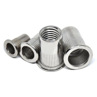 China Heavy Industry Carbon Steel Or Stainless Steel Nutsert Rivnut Rivet Nut With Head 304 Stainless Steel M12 Rivet Blind Nut Knurled Body Plates for sale