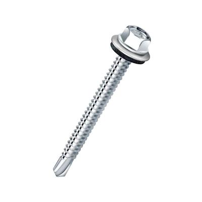 China Flat ISO C1022 IN. HEX HEAD SELF DRILLING SCREW WITH EPDM SEAL for sale