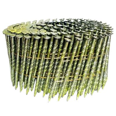 China Flat Coil Common Wire Nails Paddle Screw Leg Coil Nails US Market Yellow White Zinc Paddle Coil Nail Hexagon Plug for sale