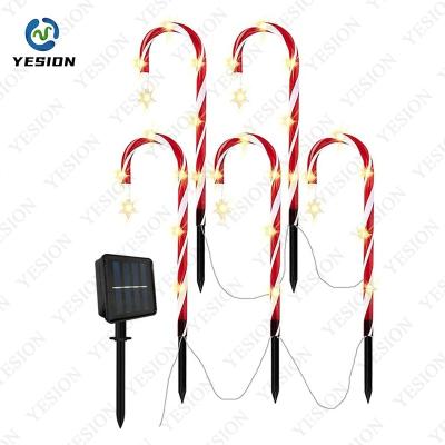 China Morden Yesioin Led Mini Garden Light Solar Decoration Lawn Light For Father Christmas Cane for sale