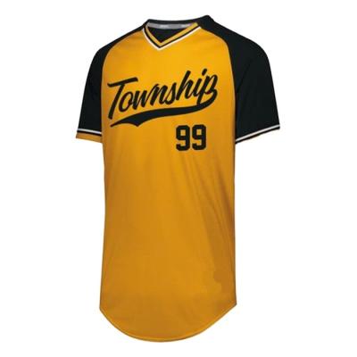 China Custom Embroidery Sublimation Print Baseball V-Neck Retro V-Neck Simple Uniform Shirt Antibacterial Unisex Classic T-shirt Mesh for sale