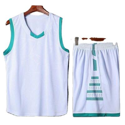 China Custom Wholesale Antibacterial V Neck Mesh Sublimation Printed Basket Ball Singlets Vests Set Shirt Men Basketball Uniform Tank Top for sale