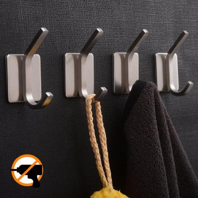 China Adhesive Towel Hooks Viable Bathroom Hangs Wall Hooks Bath Show Robe Hook Self Adhesive Coat Hook Stick On Wall Stainless Steel for sale