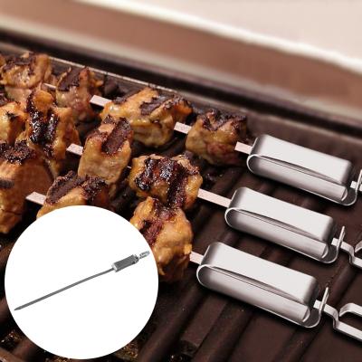 China 2020 BBQ Grill Kebab Sticks Easily Cleaned Flat Skewer with Food Remover Disc Quick Release for Vegetable Shrimp Meat 43cm/17 for sale