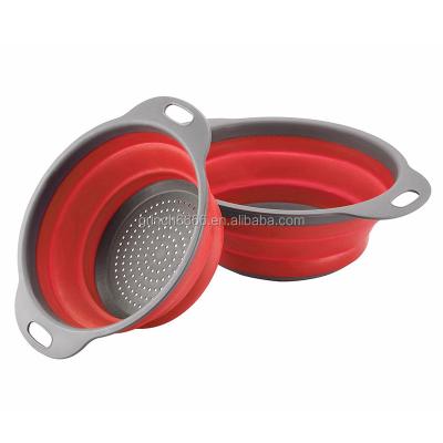 China Viable Collapsible Collapsible Silicone Drain Basket Strainer Fruit Vegetable Basket Sieve Drainer Kitchen Storage Washing Tools for sale