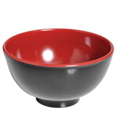 China New Viable Japanese Style Plastic Rolls Melamine Bowl Miso Soup Tableware Pasta Soup Black Red Rice Bowl for sale