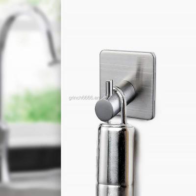 China Self Adhesive Hooks Viable No Drilling, Heavy Duty 304 Stainless Steel Bathroom Towel Hook Long Robe Coat Clothes Bag Hanger Holder for sale