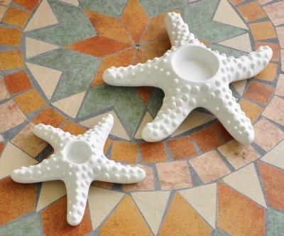 China A Pair Modern Creative Ceramic Starfish Candle Holder, Starfish Tea Light for sale