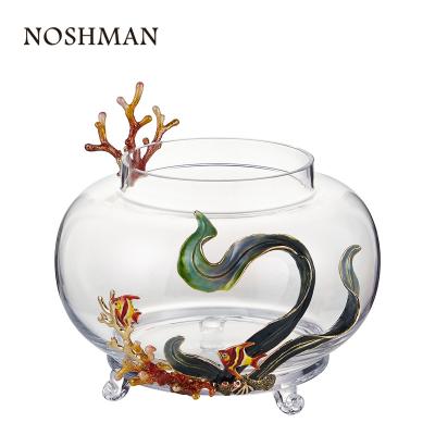 China NOSHMAN transparent glass aquarium desktop viable goldfish bowl around large turtle tank green plant glass aquarium for sale