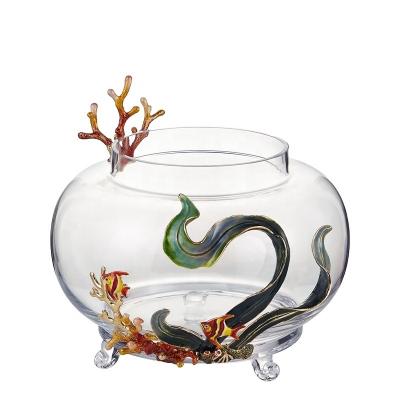 China Viable Home Decor Wholesale Viable NOSHMAN Pecera Hand Mouth Blown To Glaze Large Globe Aquarium Around Glass Fish Bowl for sale