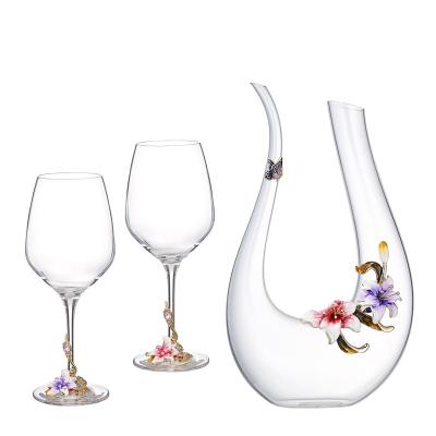 China Hot Selling NOSHMAN Handmade Craft Red Wine Goblet Champagne Glasses Decanter Bottle Enamel Creative Decorative Glass Enamel Handmade for sale