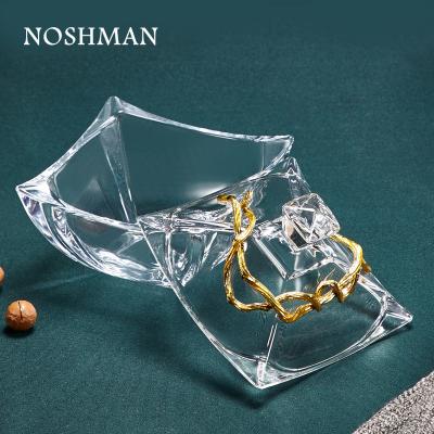 China Stylish Art Decor Creative Art Decor Storage Glass Jars NOSHMAN Sugar Bowl Home Kitchen Office With Lid Candy Glass Jar for sale