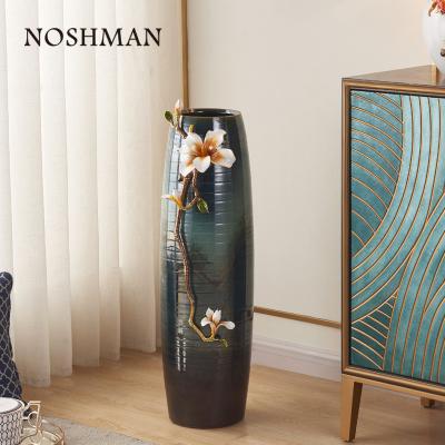 China Art Decor Busuniess Gifts Ceramic Flower Pot Home Decoration NOSHMAN Florero Painted Floor Chandelier Tall Ceramic Vase for sale