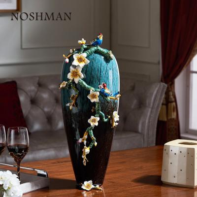 China Art Decor NOSHMAN Decorativo Florero Glass Art Decor Handmade Painting Crystal Enamel Color Vase for Hotel Room Decor Table Home Decor for sale