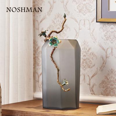 China Home Office Decor Container Glass Vase Tin Craft Decoration Glaze Decorative Christmas Gift Art Decor Art Decor NOSHMAN Florero Decorativo for sale