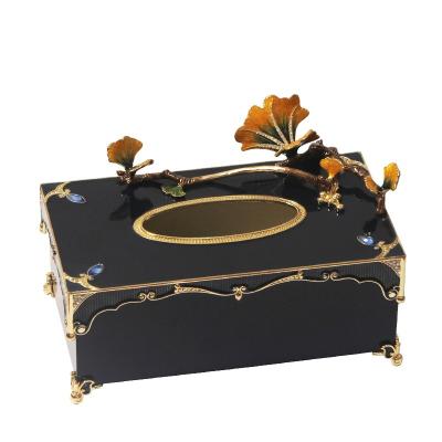 China Luxury Metal Tissue Enamel Hotel Gold Color Square Handsome Beautiful Look NOSHMAN Caja de panuelos Modern Facial Paper Box for sale