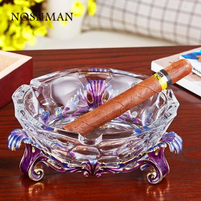 China Creative Luxury Colorful Christmas Decor Office Bar Living Room Ashtray Cigar Decoration NOSHMAN Colorful Tobaccos Eco-friendly Luxury Durable Eco-Friendly Gift Cigars Enamel Glass Ashtray for sale