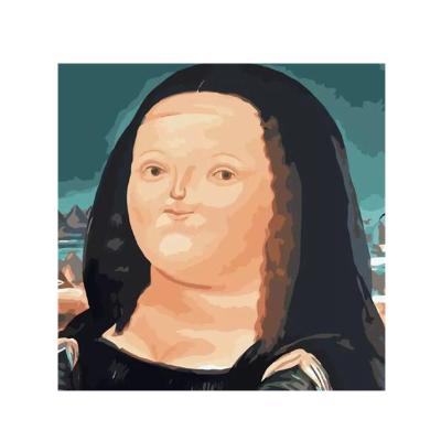 China Custom Abstract Living Room Portrait The Mona Lisa's Smile Digital Painting By Numbers With Frame Wholesale for sale