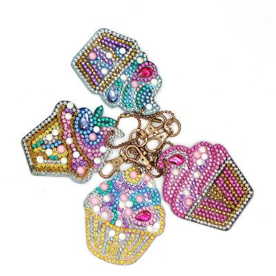 China Promotion Gift Diy Handmade 4pcs Per Set PVC Material Key Chain Diamond Painting for sale