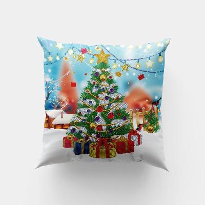 China New Arrival 30x30cm Cartoon Christmas Design Pattern DIY Diamond Painting Decorative Pillow for sale