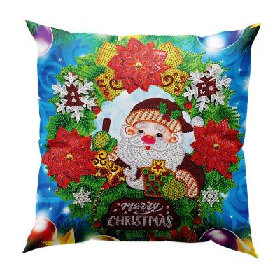 China Cartoon Santa Claus Diamond Painting Pillow Nice Handmaking Use For Christmas Celebrate for sale