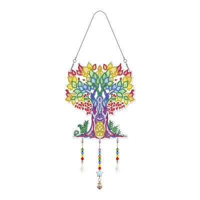 China Multicolor Cartoon Tree Design Living Room Diamond Painting Wall Hanging Dish Kits for sale