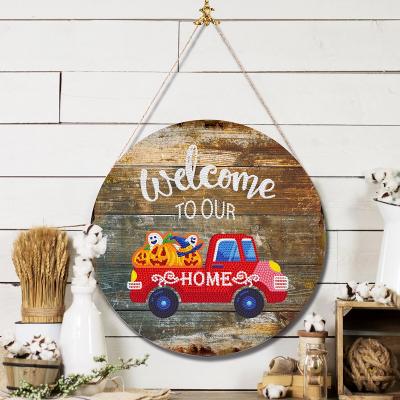 China Car CLASSIC Design Wall Art Decoration New Arrival Colorful Round Tin Wall Painting With Soft Diamond Painting PVC Sticker for sale